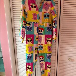 Never Worn! Multicolor Graphic Cat One-Piece jumpsuit